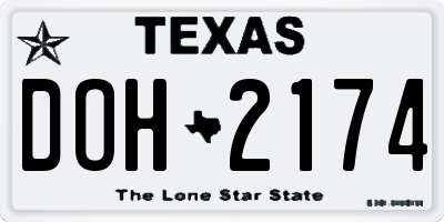 TX license plate DOH2174
