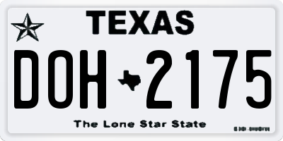TX license plate DOH2175