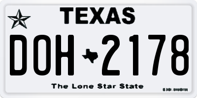 TX license plate DOH2178