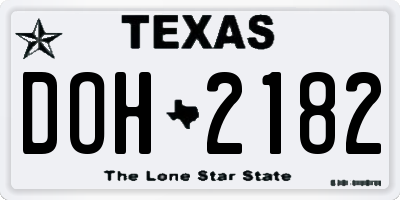 TX license plate DOH2182