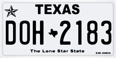 TX license plate DOH2183