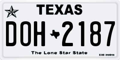 TX license plate DOH2187