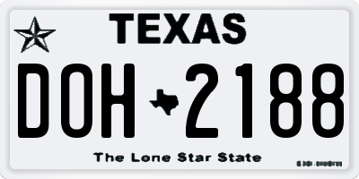 TX license plate DOH2188
