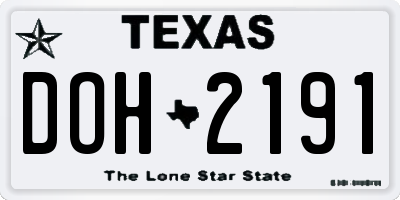 TX license plate DOH2191