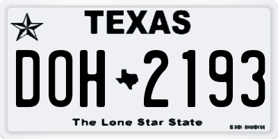 TX license plate DOH2193