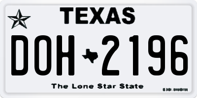 TX license plate DOH2196