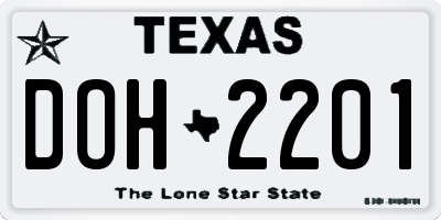 TX license plate DOH2201