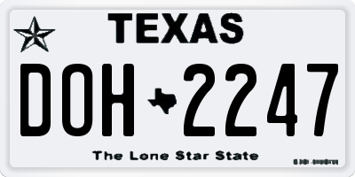 TX license plate DOH2247