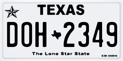 TX license plate DOH2349