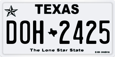 TX license plate DOH2425