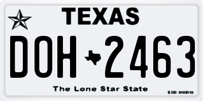 TX license plate DOH2463