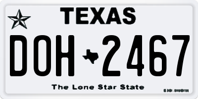 TX license plate DOH2467