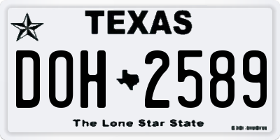 TX license plate DOH2589