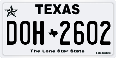 TX license plate DOH2602