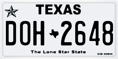TX license plate DOH2648