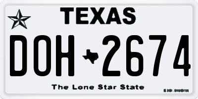 TX license plate DOH2674