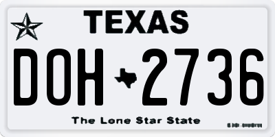 TX license plate DOH2736