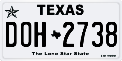 TX license plate DOH2738