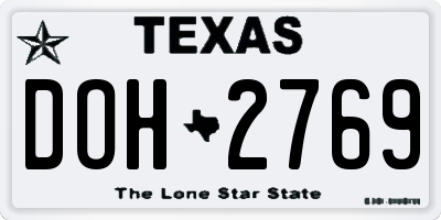 TX license plate DOH2769