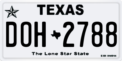 TX license plate DOH2788