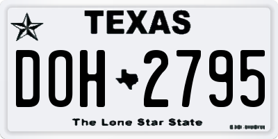 TX license plate DOH2795