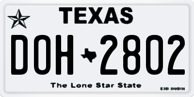 TX license plate DOH2802