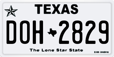 TX license plate DOH2829