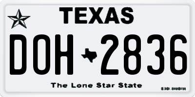 TX license plate DOH2836
