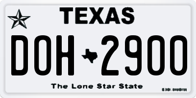 TX license plate DOH2900
