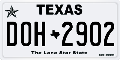 TX license plate DOH2902