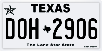 TX license plate DOH2906
