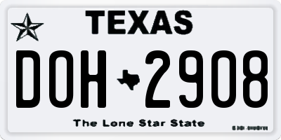 TX license plate DOH2908