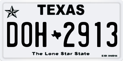 TX license plate DOH2913