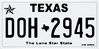 TX license plate DOH2945