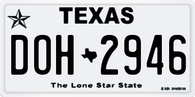 TX license plate DOH2946