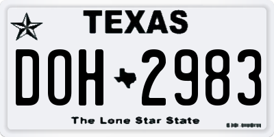 TX license plate DOH2983