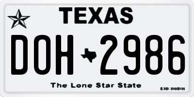 TX license plate DOH2986