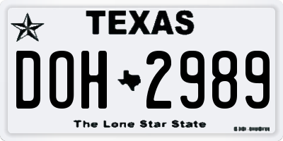 TX license plate DOH2989