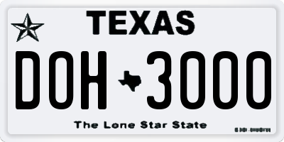 TX license plate DOH3000