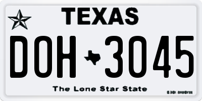 TX license plate DOH3045