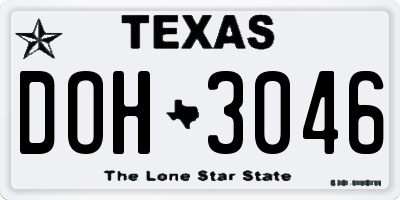 TX license plate DOH3046
