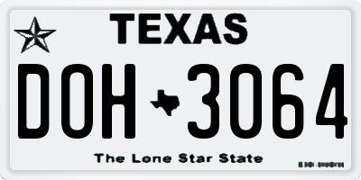 TX license plate DOH3064