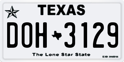 TX license plate DOH3129