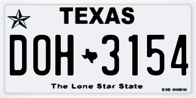 TX license plate DOH3154