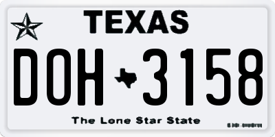 TX license plate DOH3158