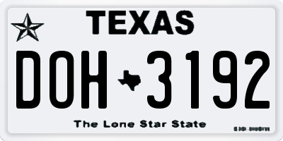 TX license plate DOH3192