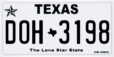 TX license plate DOH3198