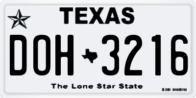 TX license plate DOH3216