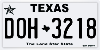 TX license plate DOH3218