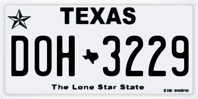 TX license plate DOH3229